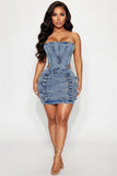 Buckle denim dress